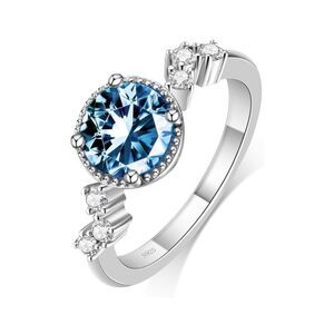18k Blue and White Diamond Gemstone Ring